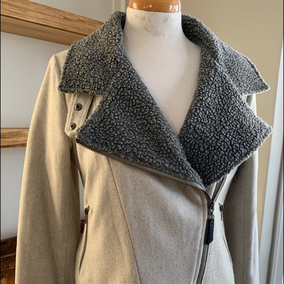 Anthropologie Cartonnier Sherpa Wool Blend Moto - Picture 7 of 10
